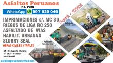 Precio x m2 colocación Asfalto en caliente RC 250 Imprimaciones MC 30 Perú 2023